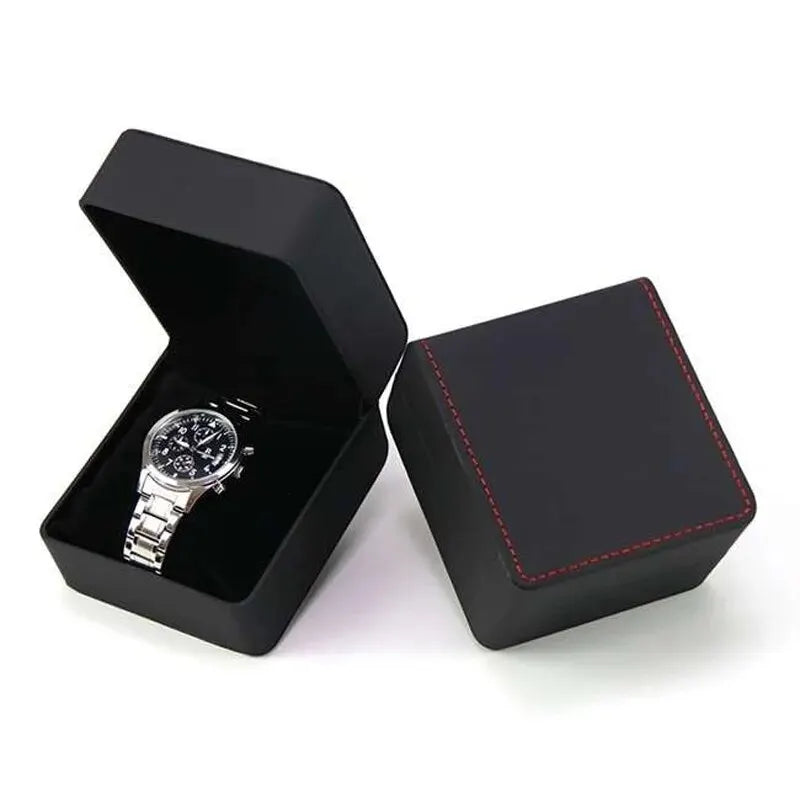 Single Watch Gift Box with Pillow PU Leather Wristwatch Display Case Organizer for Men