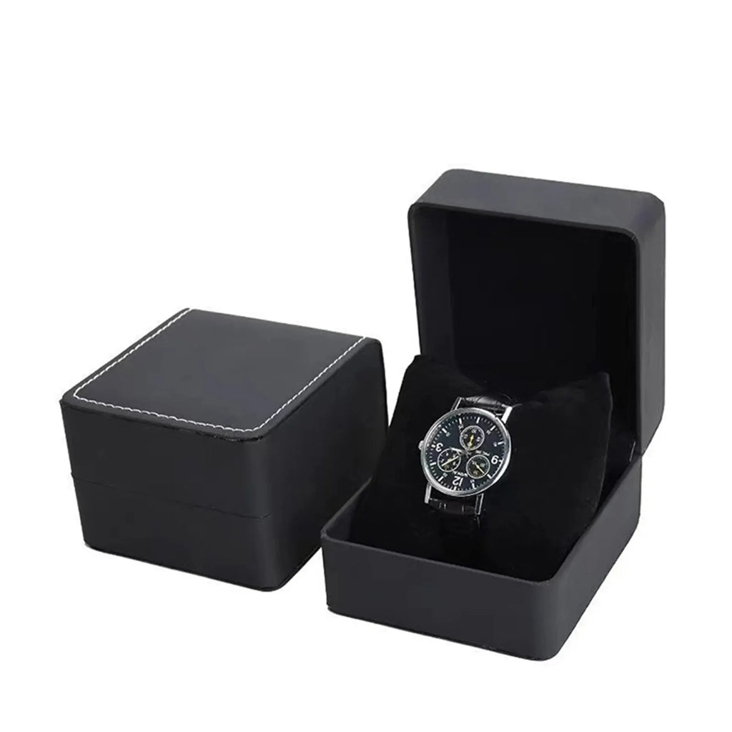 Single Watch Gift Box with Pillow PU Leather Wristwatch Display Case Organizer for Men