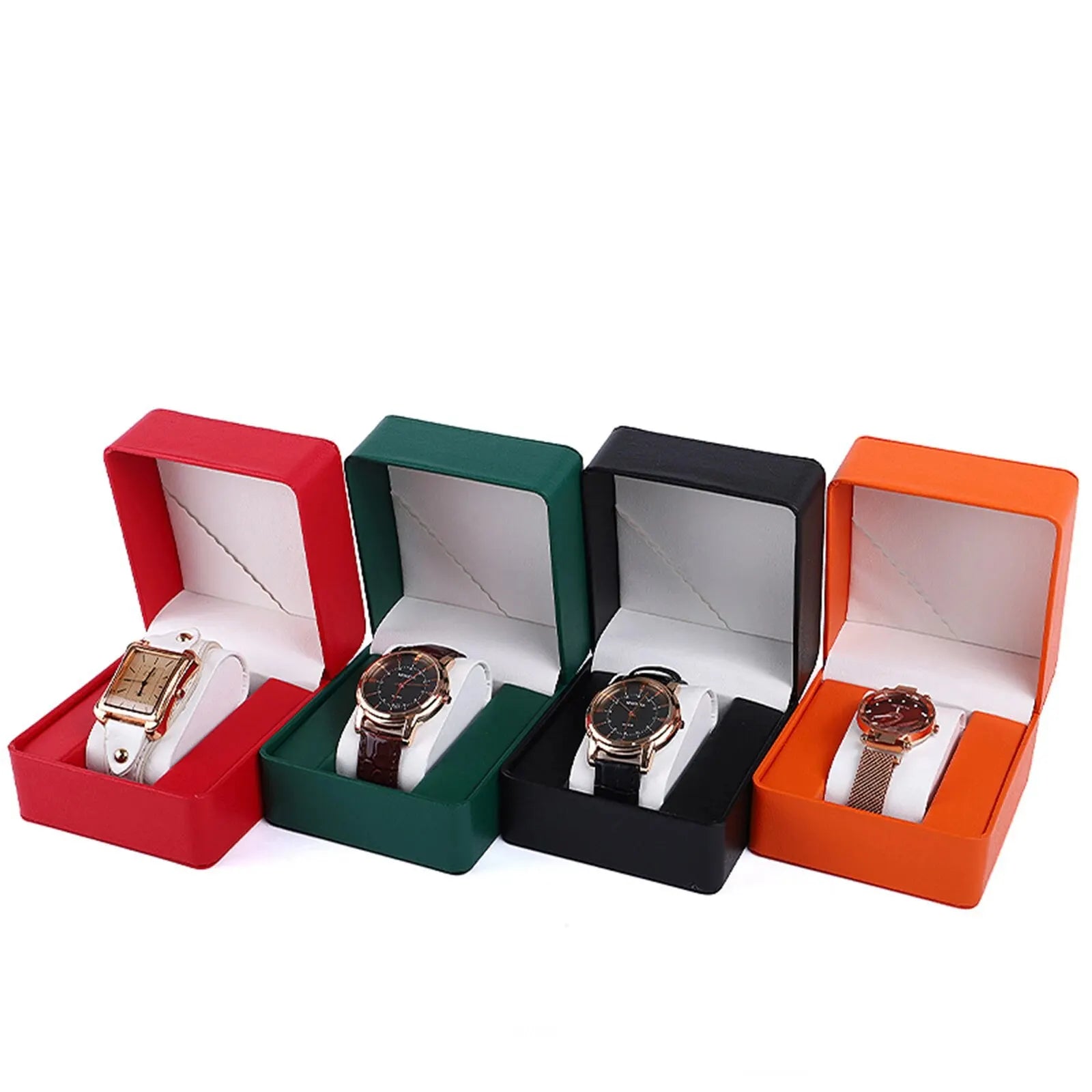 Single Watch Gift Box with Pillow PU Leather Wristwatch Display Case Organizer for Men