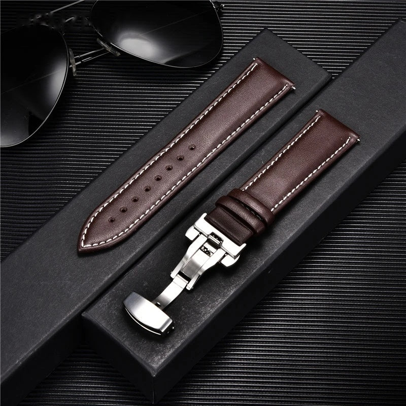 Bracelet de montre en cuir Marron Foncé