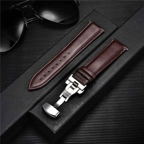 Bracelet de montre en cuir Marron Foncé