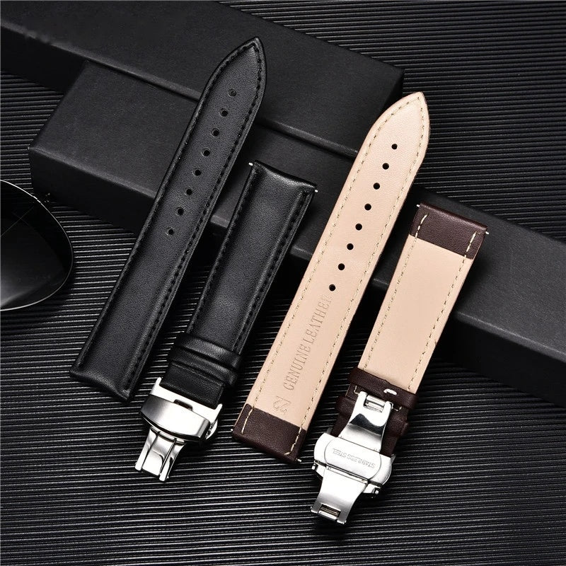 Bracelet de montre en cuir Marron Foncé