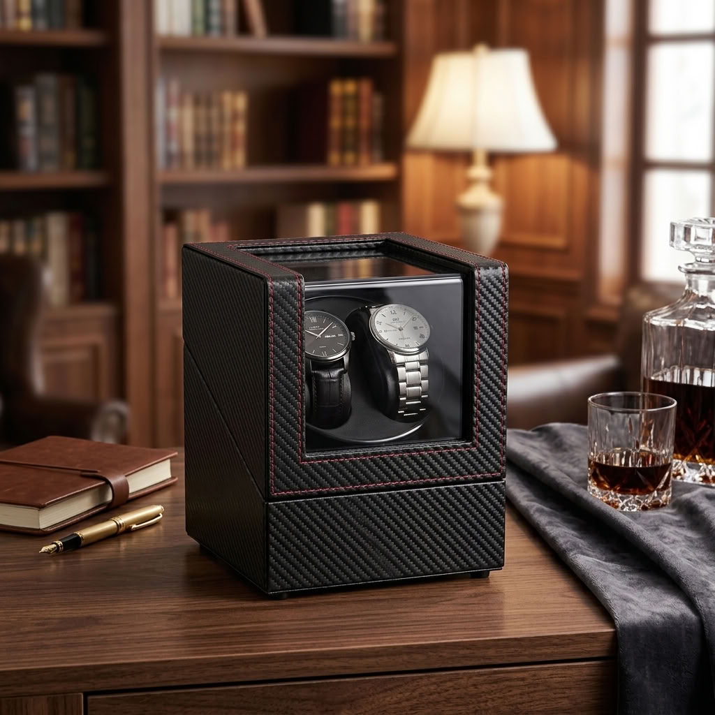 Boîte à montres double pour montres automatiques avec remontoir