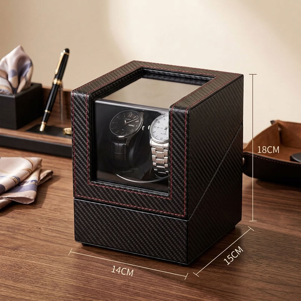 Boîte à montres double pour montres automatiques avec remontoir