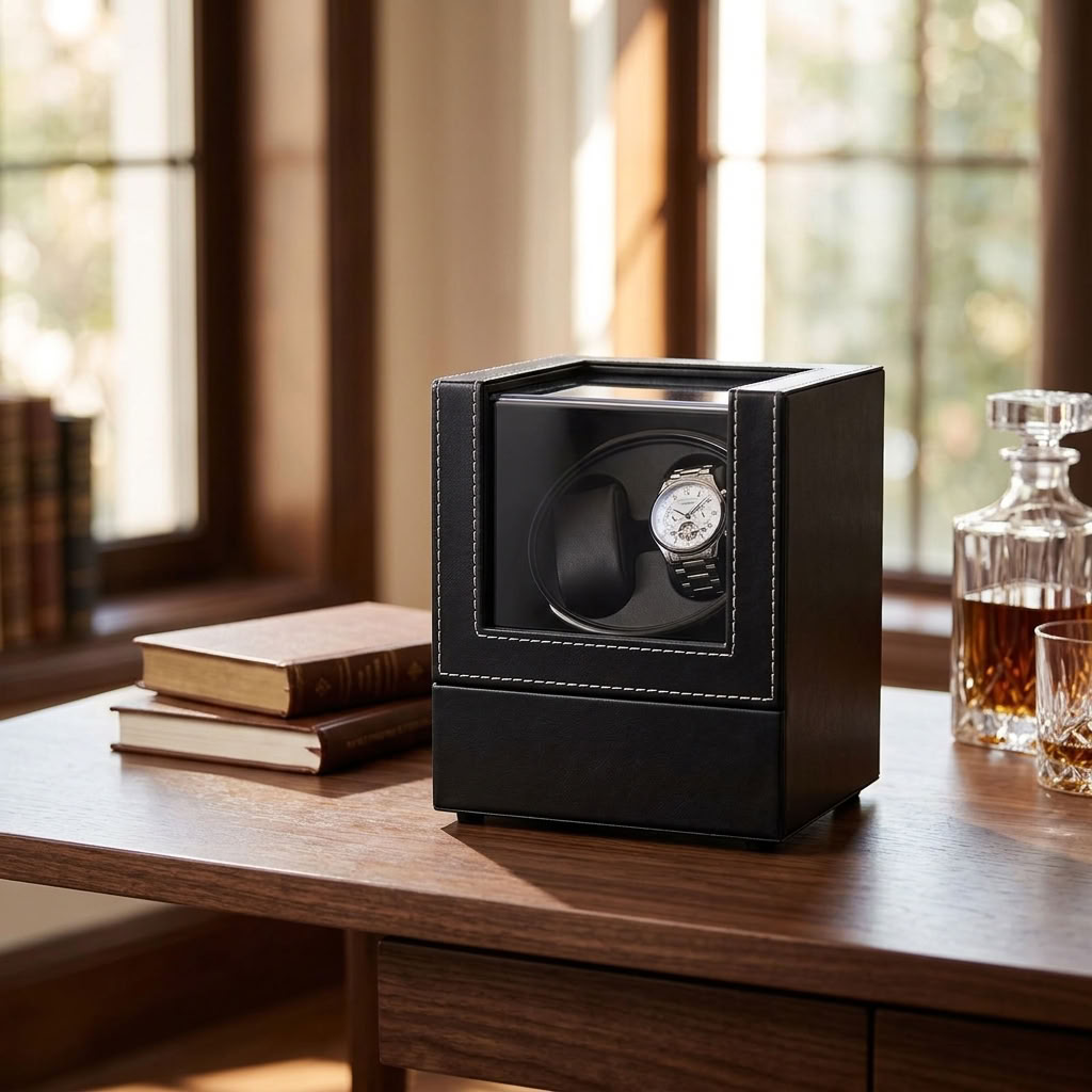Boîte à montres double pour montres automatiques avec remontoir
